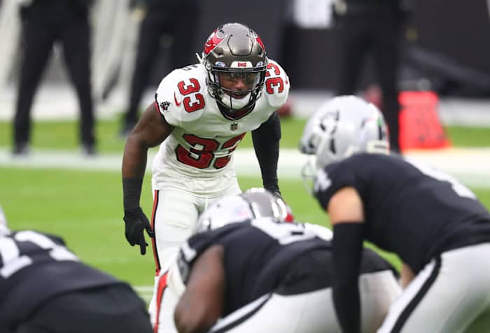 Tampa Bay Buccaneers safety Jordan Whitehead on defense